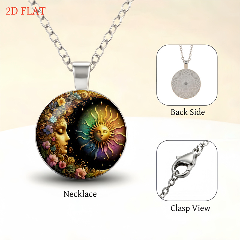 5pc Sun and Moon Floral Motif Women's Jewelry Set