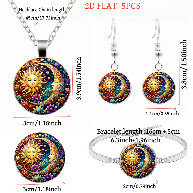 Sun and Moon Floral Patterns Women's Jewellery Set