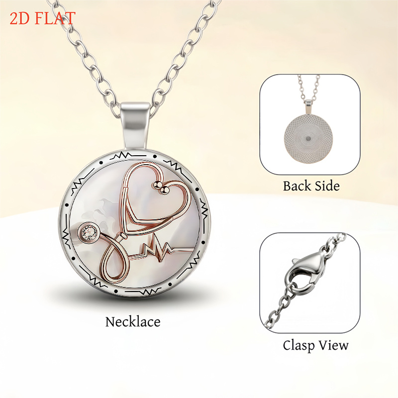 5pc Stethoscope & Heart Pattern Women's Jewelry Set
