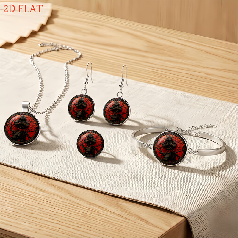 5pcs Samurai & Cherry Blossom Themed Jewellery Set