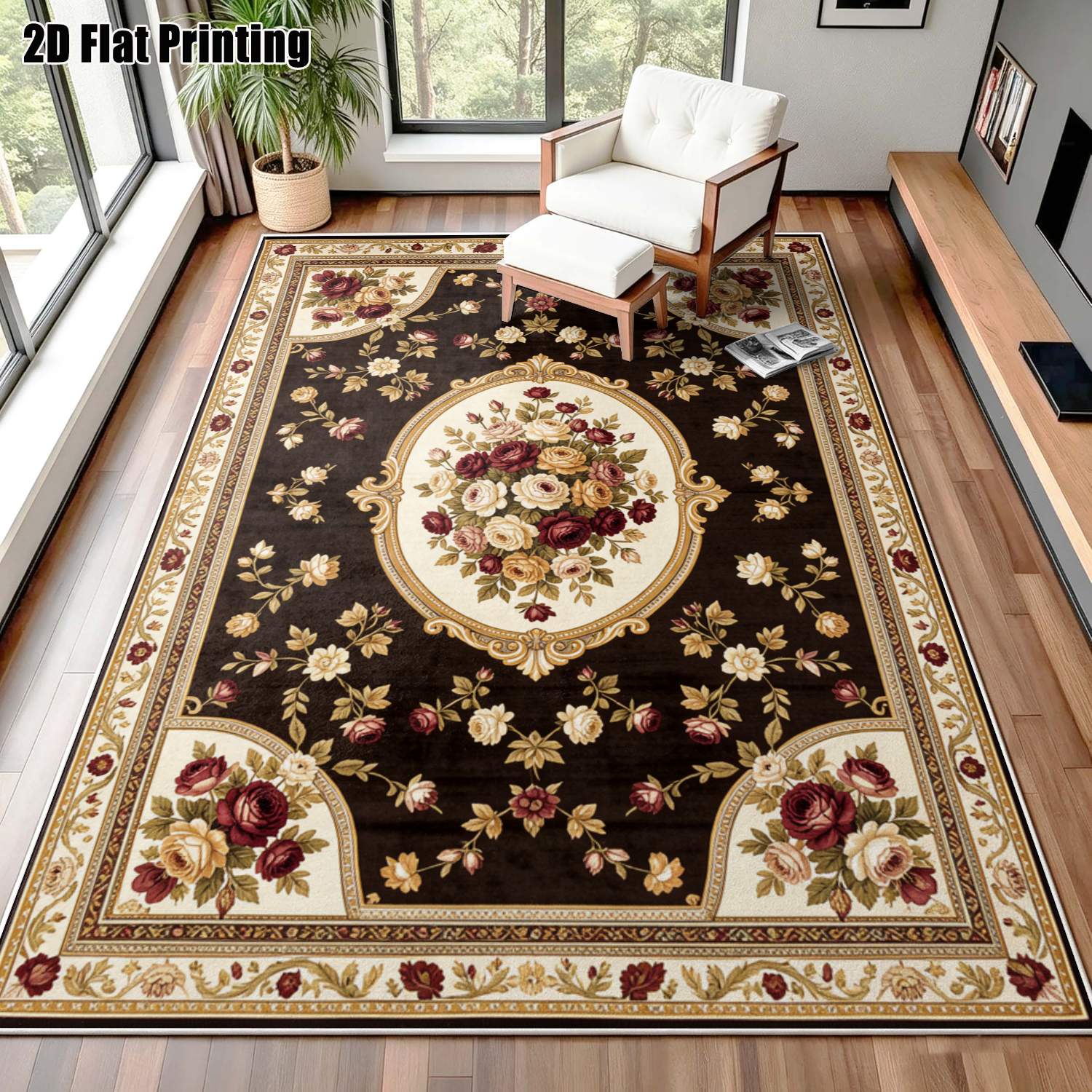 item picture 1pc 850g m velvet 2d printed carpet black background with red and   european retro carpet geometric carpet bohemian carpet home decor multiple sizes   machine washable suitable for living room carpets