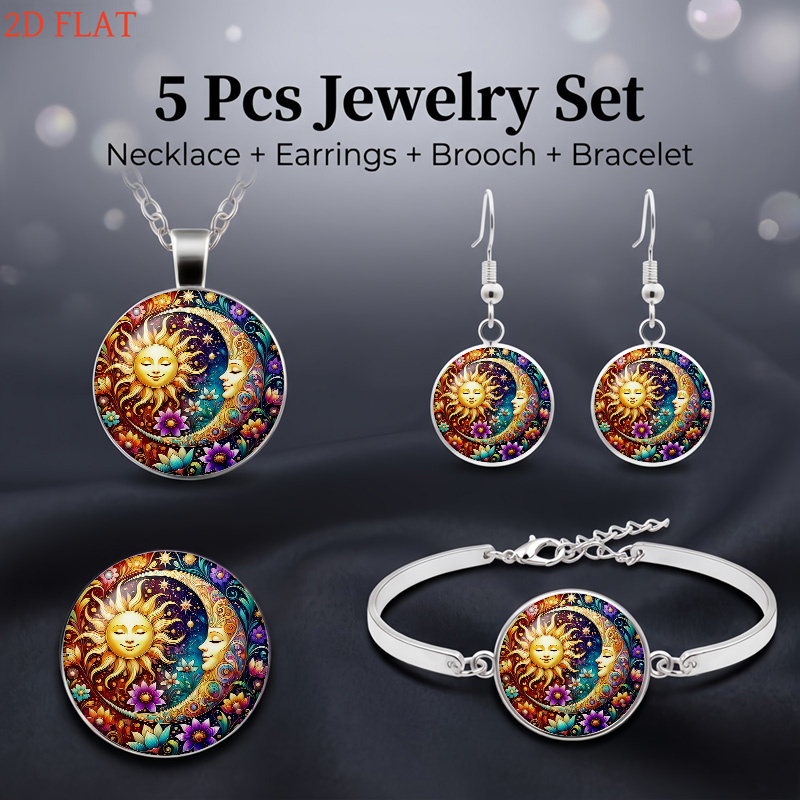 Sun and Moon Floral Patterns Women's Jewellery Set