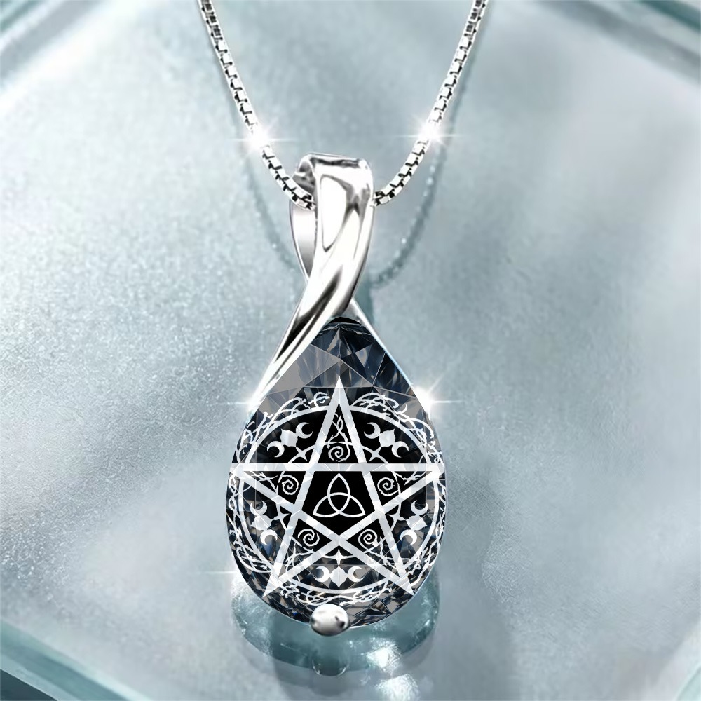 TEMU Elegant And Artistic Witch Moon Pentagram Necklace, Easy Commemorative Accessory, For Halloween