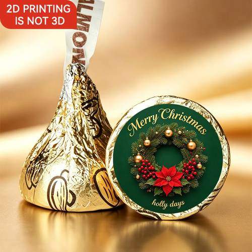 item picture 216pcs merry christmas round stickers pine wreath with ornaments poinsettia and red berries decorative labels for gift boxes holiday party decor create warm festive stickers included