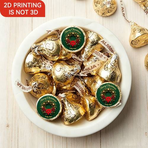 216pcs merry christmas round stickers pine wreath with ornaments poinsettia and red berries decorative labels for gift boxes holiday party decor create warm festive stickers included