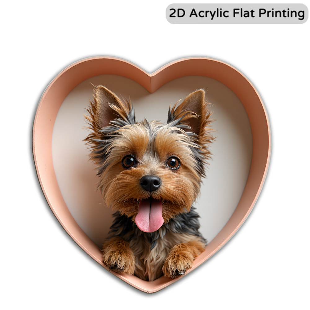 TEMU Aimants de réfrigérateur Yorkshire Terrier pour des chiens - Réaliste 3D avec la langue tirée et poil marron/noir/fauve, décoration de compagnie