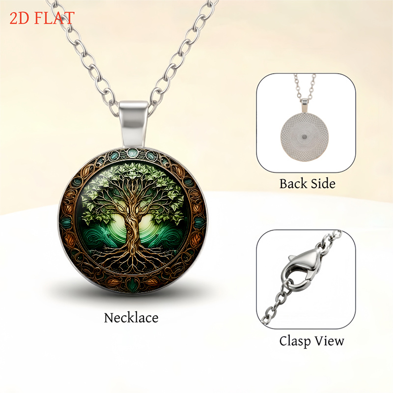 5pc Tree-Themed Necklace, Earrings, Brooch & Bracelet Set