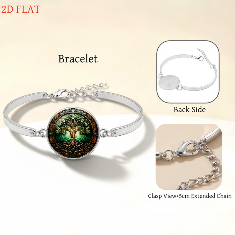 5pc Tree-Themed Necklace, Earrings, Brooch & Bracelet Set