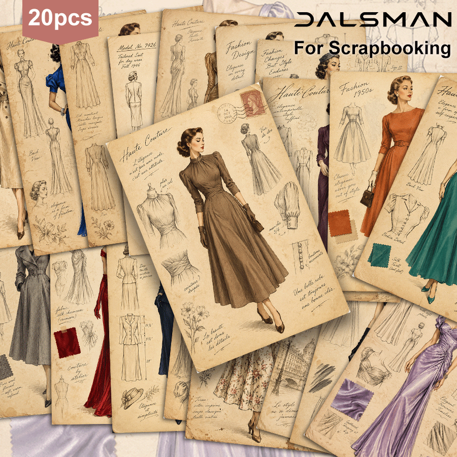 TEMU 20-packvintage Fashion Postcards Set Retro Style Dress Design Illustrations For Stationery Lovers And Greeting Cards And Home Decor Giftsdalsman