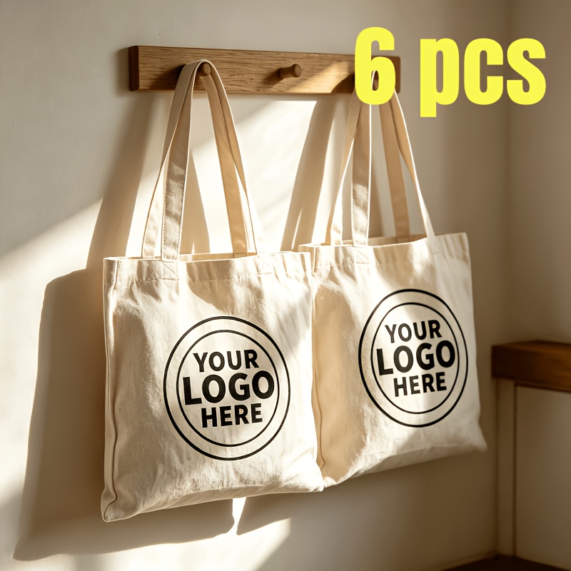 TEMU Custom Logo Tote Bags, Personalized Reusable Shopping Bags Bulk, Custom Logo Printed Handbags For Business, Wedding, And Party Gifts, Christmas,