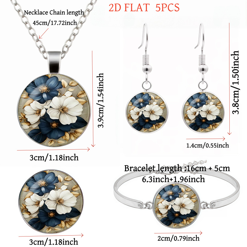 5pcs Halloween Floral Pattern Jewelry Set, Fashion Gift