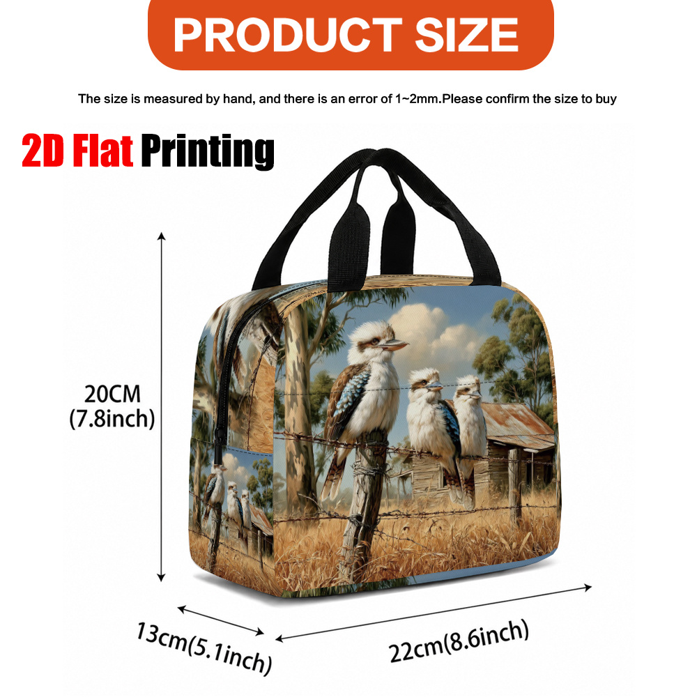 TEMU 2d Flat, 1pc On Barbed Wire Pattern Insulated Bento Bag, Multi-functional Lunch Tote Bag, Reusable Handbag, Non-food Contact, For Indoor Use And