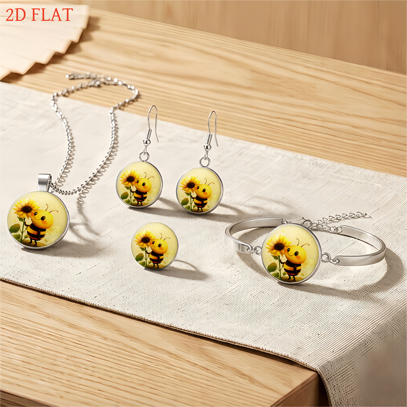 5pcs Halloween Bee & Sunflower Jewelry Set for Ladies