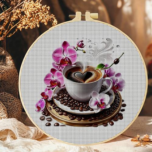 ํ๋ชฉ ์ฌ์ง 1๊ฐ ์ํ ์ญ์์ ํ๋ฆฐํธ ํคํธ (ํํ ํฌํจ), ํํธ ๋ชจ์ ๋ฌํ ์ปคํผ & ๋ณด๋ผ์ ๊ฝ ์ปคํผ์ฝฉ ํจํด, ์ด๋ณด์์ฉ ํด์ ์๊ฐ ๊ณต์์ ์ ํฉ