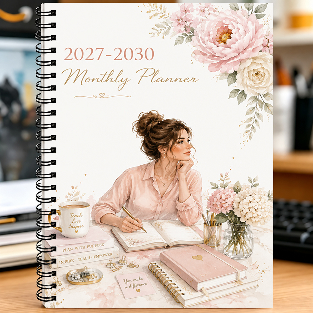 TEMU 1pc 1pcs 2027-2030 Monthly Planner & Four-year Agenda Book - Compact Suitable For Women, Professional Goal Setting With Dated Calendar,