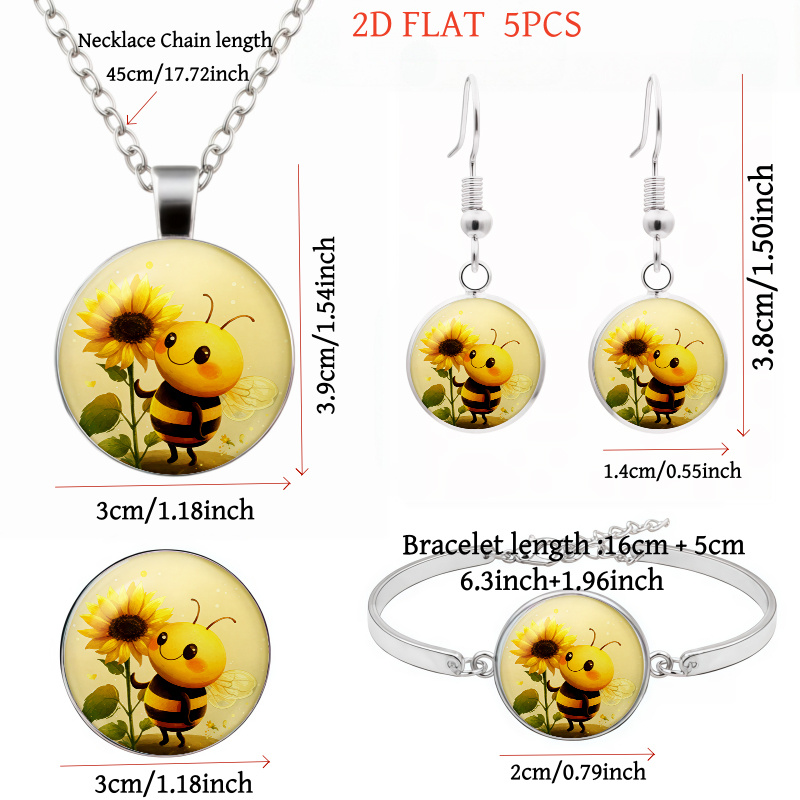 5pcs Halloween Bee & Sunflower Jewelry Set for Ladies