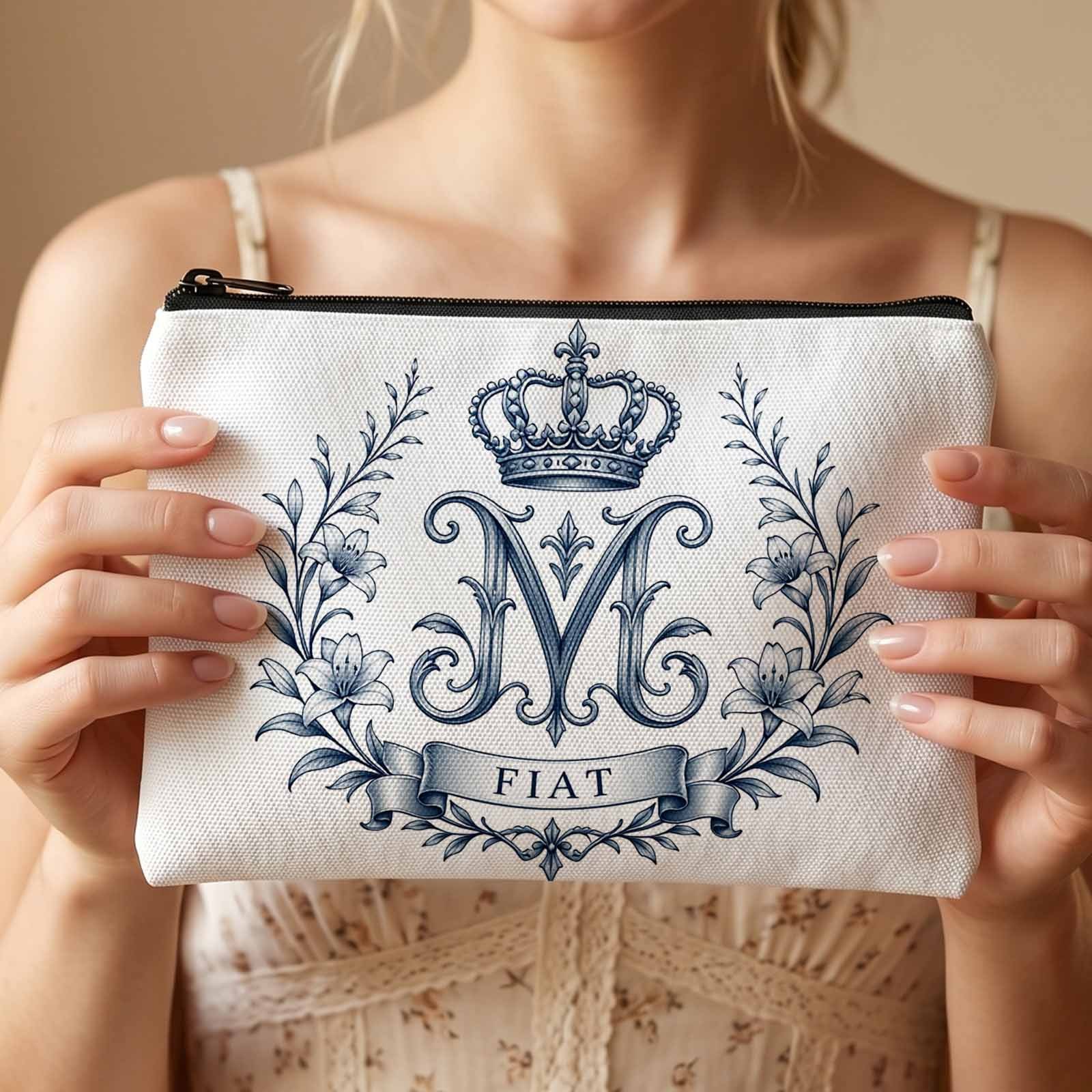 TEMU 1 pièce Trousse à cosmétiques durable avec motif majestueux de couronné, trousse de toilette de voyage et pochette de rangement, parfaite pour