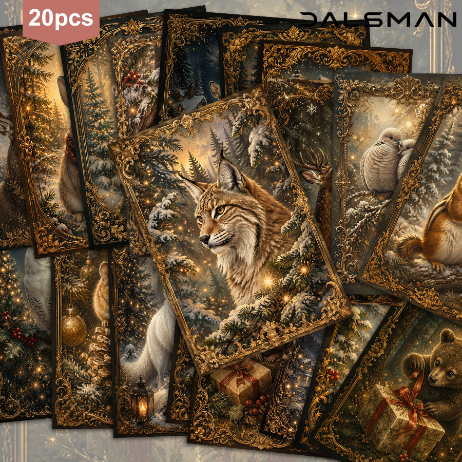 TEMU 20-pack Dalsman Vintage Christmas Animal Postcards Set For Holiday Greeting Cards Wildlife Stationery For Seasonal Home Decor And Gift Exchange