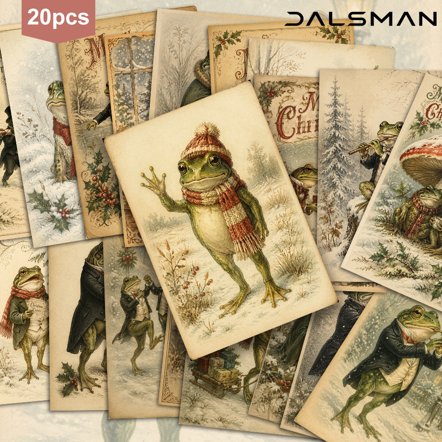 TEMU 20-pack Vintage Frog Christmas Postcards Aesthetic Stationery For Holiday Greeting Cards And Seasonal Home Decor Gifts For