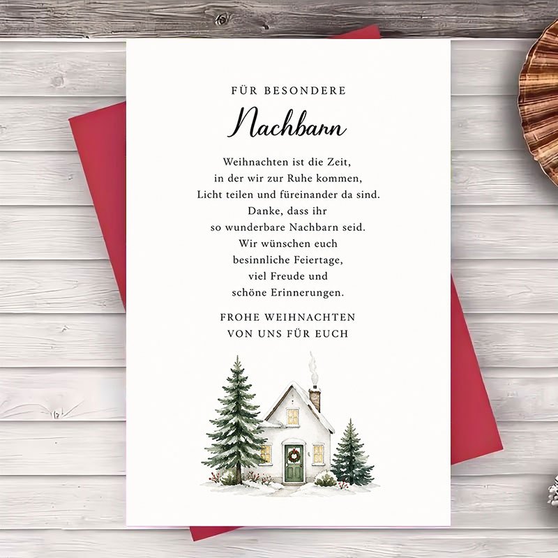 Image of 1 Envelope And 1 Greeting Card Merry Christmas Greeting Card For Neighbors Flat Holiday Note Card For Winter Season Appreciation Gift For And Neighbors Festive Home Decor Stationery