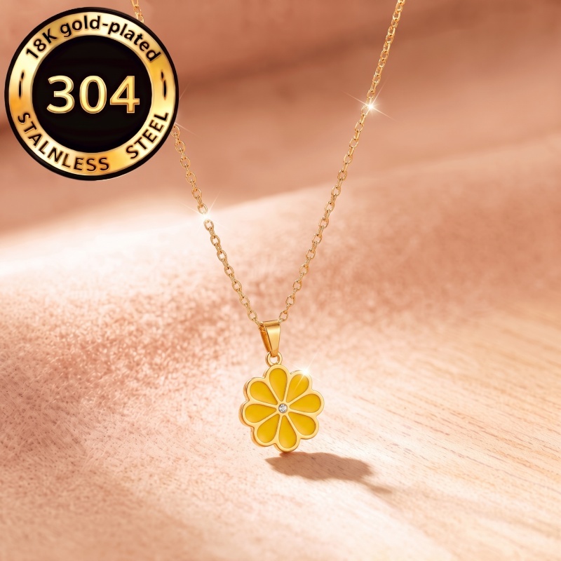 Dopamine Cute Cross Chain Daisy Pendant Necklace, Elegant Jewelry