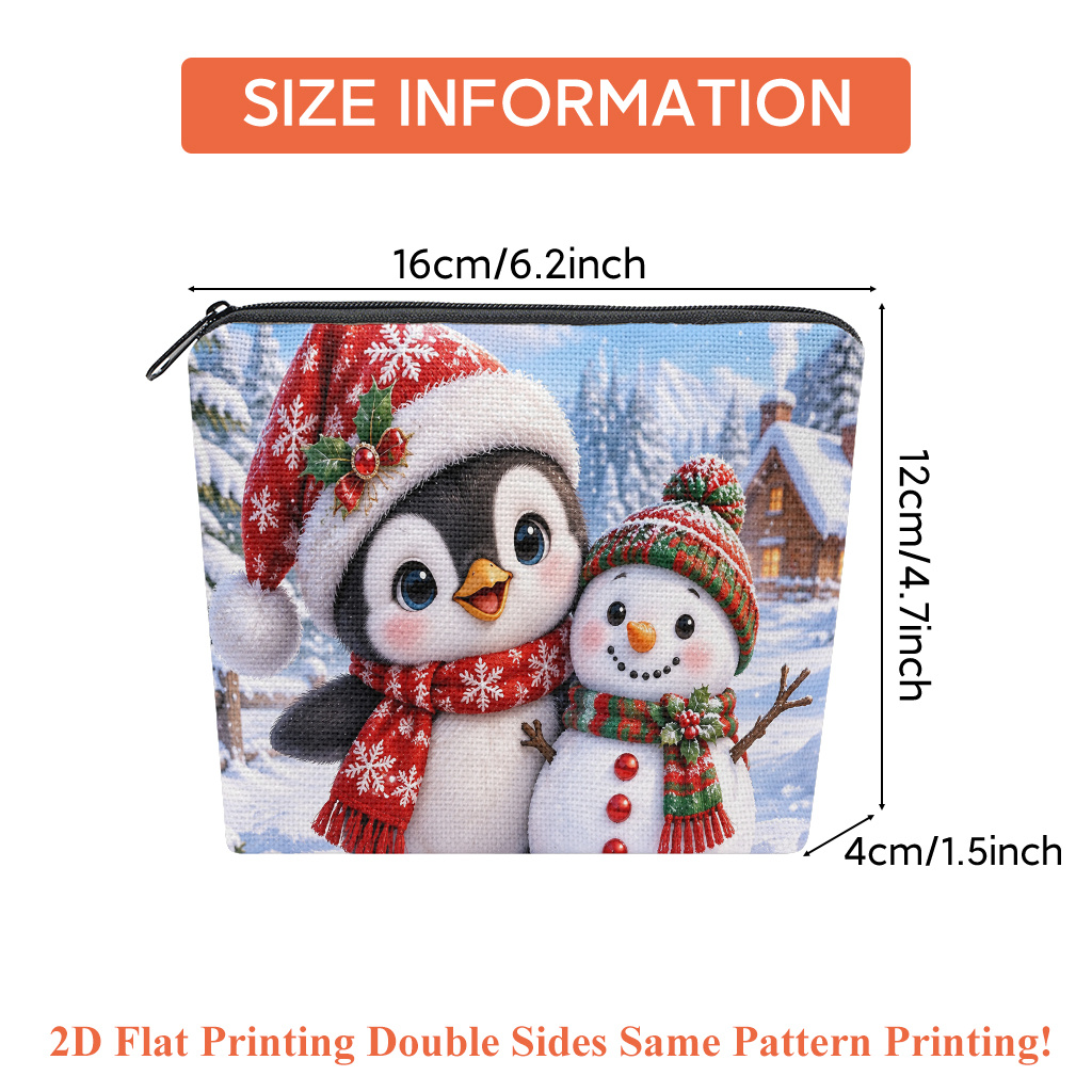 1pc cute snowy winter sanitary napkin holder period pouch double sided suitable for women zipper storage bag multicolor for cosmetics candies small items travel supplies gift for