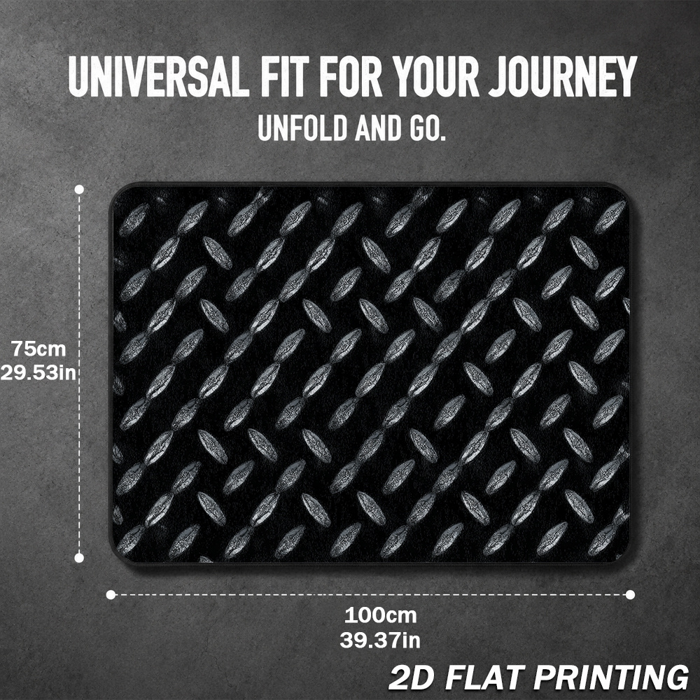 TEMU 2d Flat, 1pc Metallic Diamond Black Texture Printed Trunk Protection Mat, Car Interior Cargo Liner, And Scratch-resistant, , Exquisite Pattern,