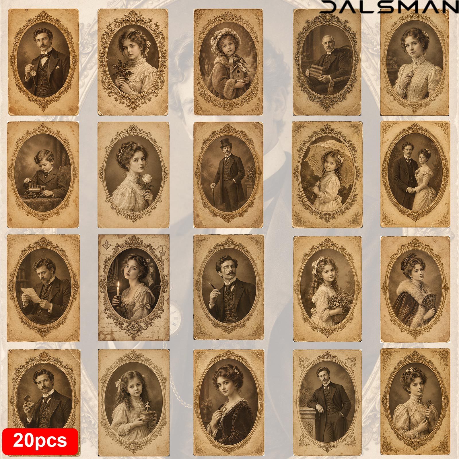 TEMU 20-pack Vintage Victorian Portrait Postcards Retro Aesthetic Stationery For Journaling Scrapbooking And Home Decor Gift Ideas For Art Lovers And
