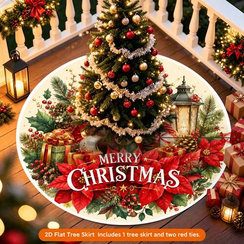 printed tree skirt 1pc merry christmas merry christmas winter tree skirt cover for family parties holiday gifts and festive decor suitable for most christmas trees indoor outdoor seasonal