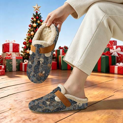 oacnyyac ultra soft thickened slippers suitable for home bedroom living room outdoors non slip warm winter outdoor with tpr sole retro cat pattern lightweight for gift