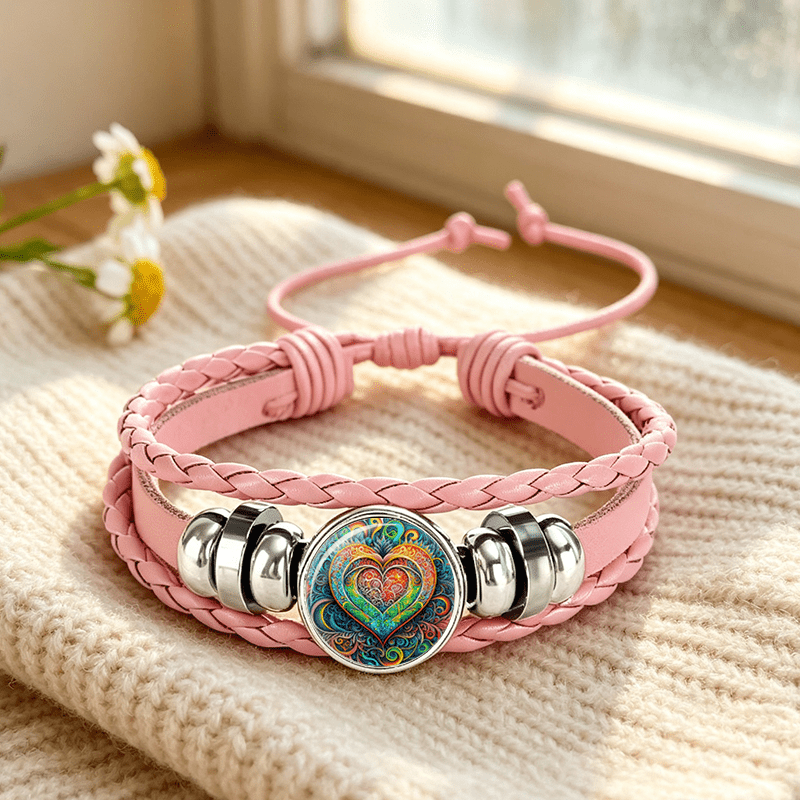 Multi-Colored Heart-Shaped Bracelet with Vibrant Design