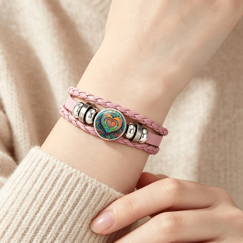 Multi-Colored Heart-Shaped Bracelet with Vibrant Design