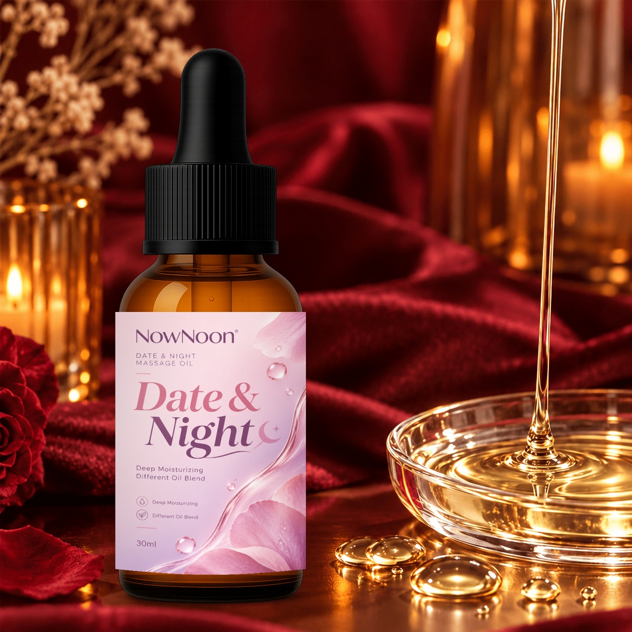Natural Date Night Massage Oil, Rose-Infused Body Oil