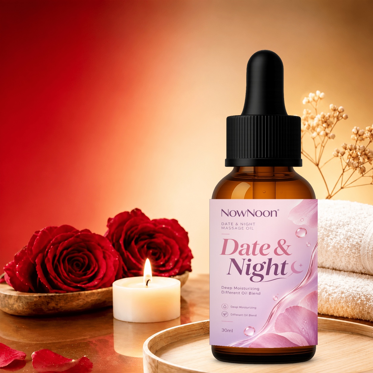 Natural Date Night Massage Oil, Rose-Infused Body Oil