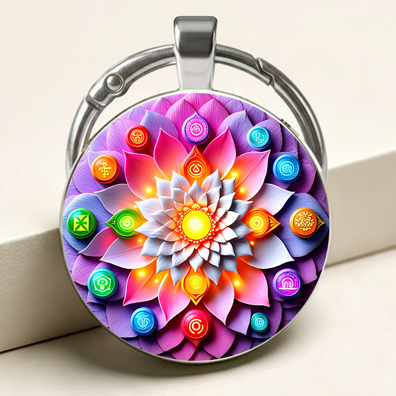 Van Gogh Style Seven Chakra Lotus Theme Key Chain
