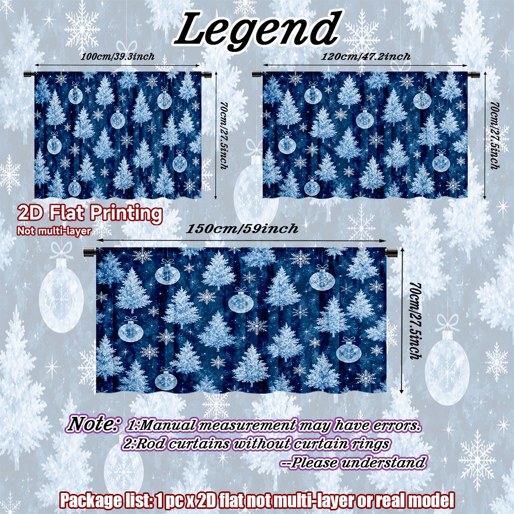 2d flat 2d flat 2d flat 1pc bohemian style short curtains christmas snowy trees ornaments digital printing suitable for bedroom bay window and balcony cabinets and   holiday decorations