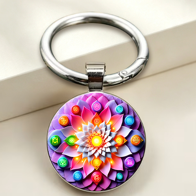 Van Gogh Style Seven Chakra Lotus Theme Key Chain