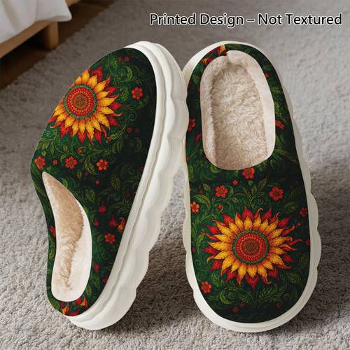 item picture vibrant floral print decorative indoor slippers for boys and girls children and teens plush lined house shoes lightweight comfortable and warm slippers for boys and girls a cute gift for kids