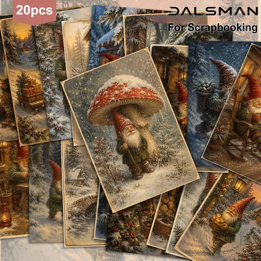 TEMU 20-Pack DALSMAN Vintage Kerst Tuinman Postkaarten Winter Vakantie Wenskaarten voor Vrienden en Familie Seizoensgebonden Huisdecoratie