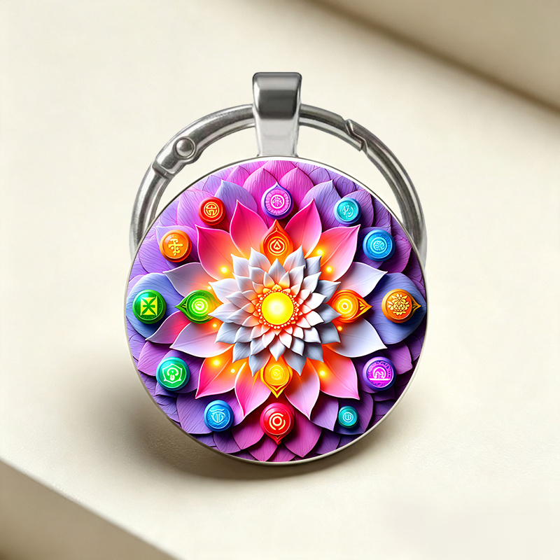 Van Gogh Style Seven Chakra Lotus Theme Key Chain
