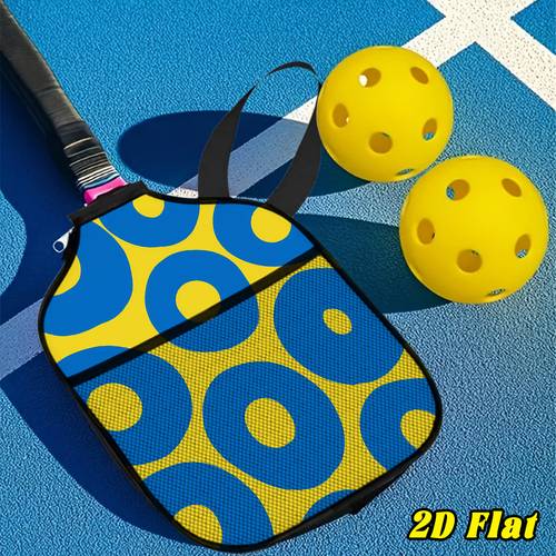θήκη ράκετας pickleball 1 τεμ. με προστατευτικό διχτυωτό - μπλε & κίτρινη γεωμετρική μανίκι ράκετας, φορητή ανθεκτική στη φθορά θήκη ράκετας κατάλληλη για υπαίθρια σπορ, κατάλληλη για pickleball για τουρνουά, προπόνηση και αποθήκευση