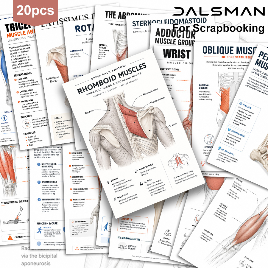 TEMU 20-packhuman Anatomy Postcards Set Educational Medical Charts For Fitness Enthusiasts And Physical Relax Students Professional Study Reference