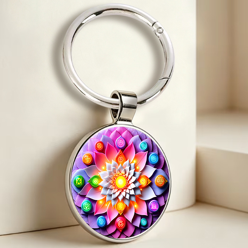 Van Gogh Style Seven Chakra Lotus Theme Key Chain
