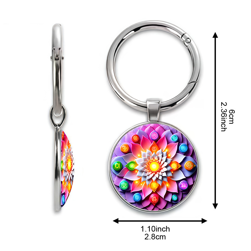 Van Gogh Style Seven Chakra Lotus Theme Key Chain