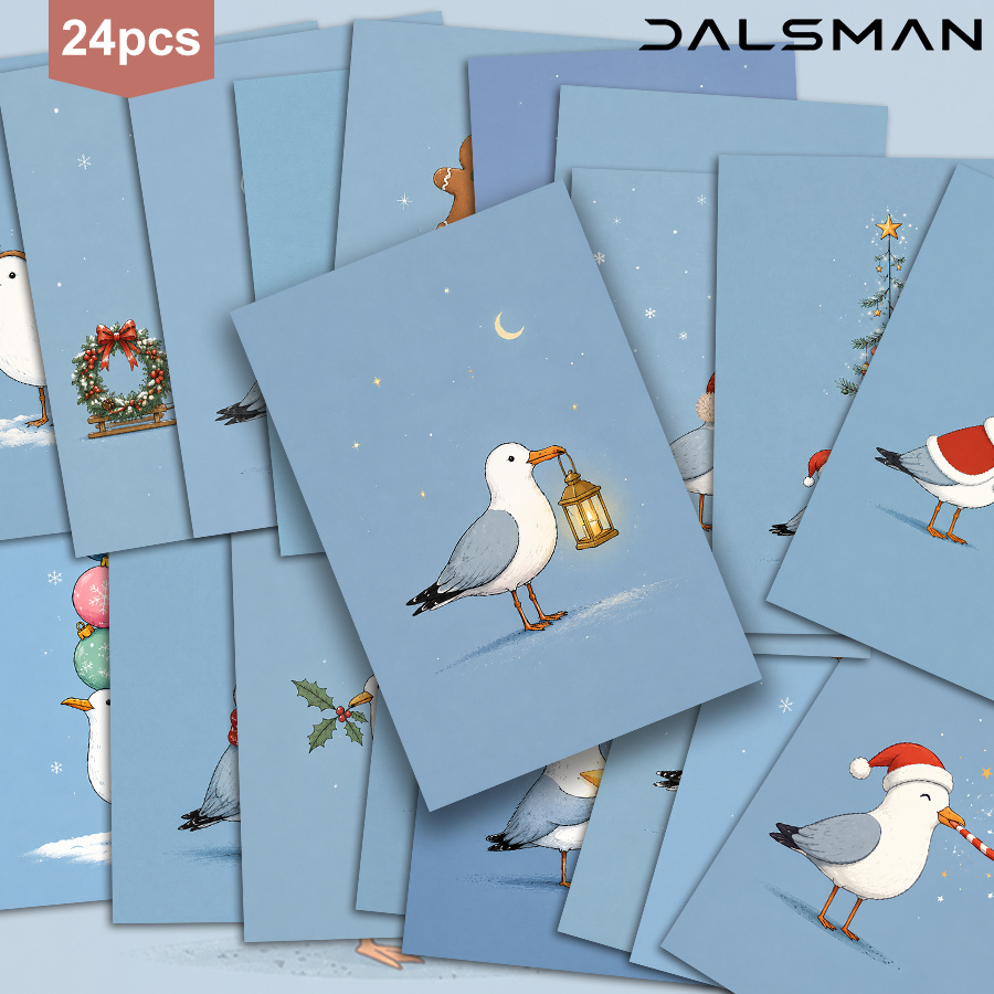 TEMU 24-pack Dalsman Seagull Christmas Postcard Set Greeting Cards For Festive Stationery For Seasonal Mail And Gift Decoration