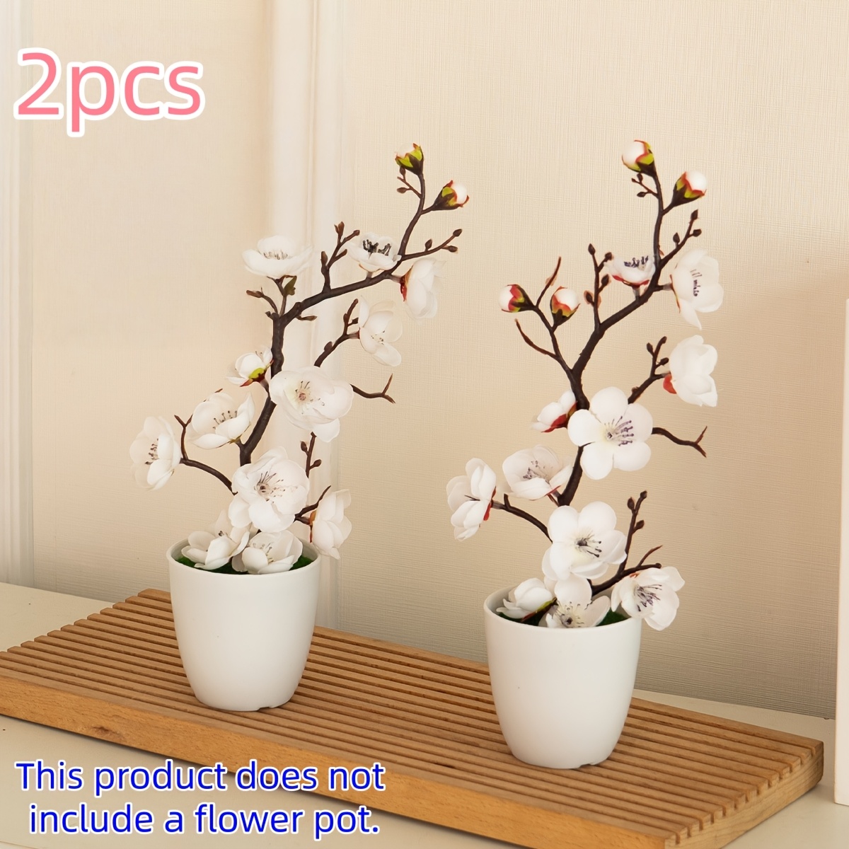 TEMU A Of 2 White Plum Artificial Branches, Ideal For Spring Table Decor, Weddings, And Home Decoration - Elegant And Realistic Flowers Suitable For