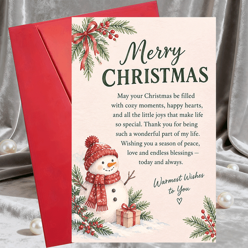 1 greeting card 1 envelope merry christmas greeting card with snowman design flat holiday note card for and colleagues seasonal for and gift exchange greeting card