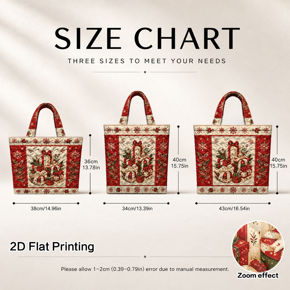 TEMU 1pc Quilting And 2d Flat Printing, Not, Christmas Tree Pattern Quilted Shopping Bag, Shopping, Travel, Tote Bag, And Everyday Use, An Affordable