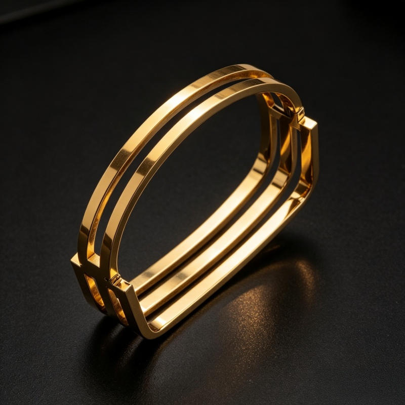 Niche Design Shiny Parallel Line Stainless Steel Bracelet