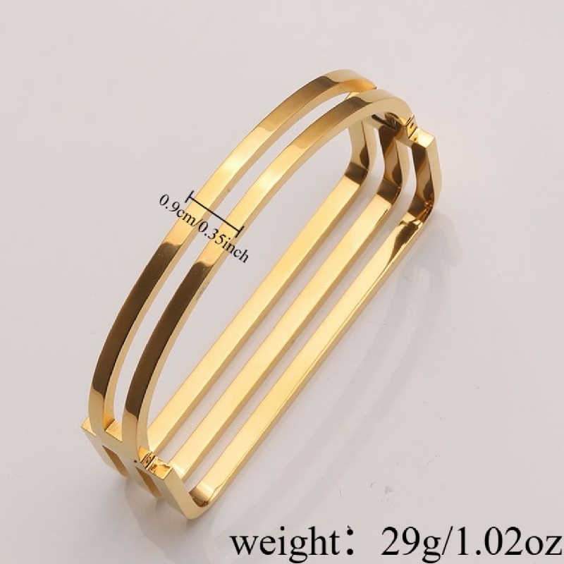 Niche Design Shiny Parallel Line Stainless Steel Bracelet